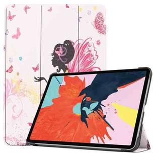 For iPad Air 2022 / 2020 10.9 Colored Drawing Horizontal Flip Leather Case with Three-folding Holder & Sleep / Wake-up Function(Elf Girl)