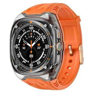 For Samsung Galaxy Watch Ultra 47mm Modified PC Hybrid TPU Watch Case Band(Orange Clear Black)