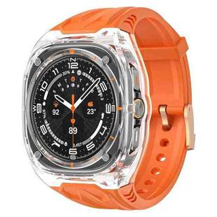 For Samsung Galaxy Watch Ultra 47mm Modified PC Hybrid TPU Watch Case Band(Orange Transparent)