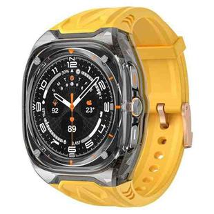 For Samsung Galaxy Watch Ultra 47mm Modified PC Hybrid TPU Watch Case Band(Yellow Clear Black)