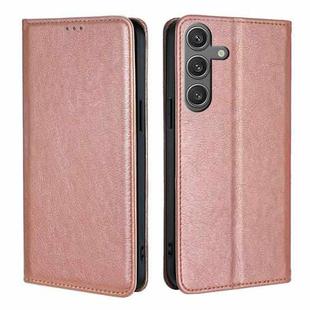 For Samsung Galaxy S25 5G Gloss Oil Solid Color Magnetic Leather Phone Case(Rose Gold)