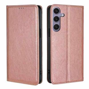 For Samsung Galaxy S25+ 5G Gloss Oil Solid Color Magnetic Leather Phone Case(Rose Gold)