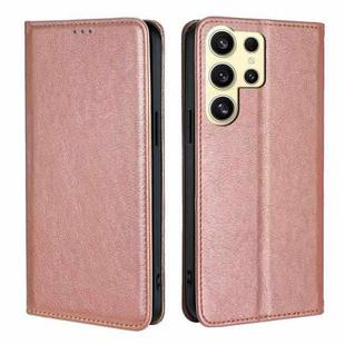 For Samsung Galaxy S25 Ultra 5G Gloss Oil Solid Color Magnetic Leather Phone Case(Rose Gold)