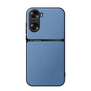 For Honor 60 Litchi Leather Magnetic Full Coverage Shockproof Phone Case(Blue)