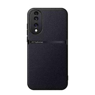 For Honor 70 Litchi Leather Magnetic Full Coverage Shockproof Phone Case(Black)