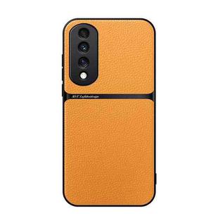 For Honor 70 Pro Litchi Leather Magnetic Full Coverage Shockproof Phone Case(Yellow)