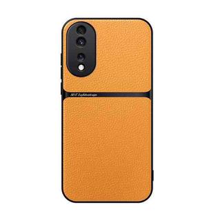 For Honor 80 Litchi Leather Magnetic Full Coverage Shockproof Phone Case(Yellow)