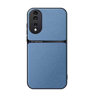 For Honor 80 Litchi Leather Magnetic Full Coverage Shockproof Phone Case(Blue)