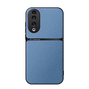 For Honor 90 Litchi Leather Magnetic Full Coverage Shockproof Phone Case(Blue)