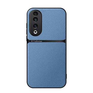 For Honor 90 Pro Litchi Leather Magnetic Full Coverage Shockproof Phone Case(Blue)