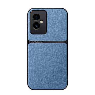 For Honor 100 Litchi Leather Magnetic Full Coverage Shockproof Phone Case(Blue)