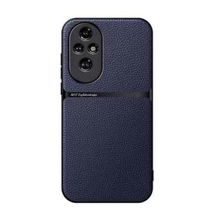 For Honor 200 Pro Litchi Leather Magnetic Full Coverage Shockproof Phone Case(Navy Blue)