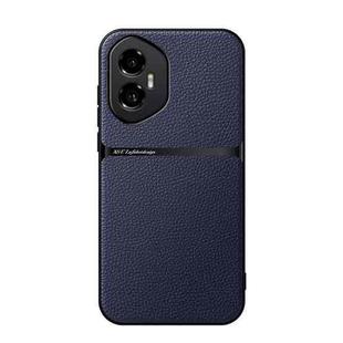 For Honor 300 Litchi Leather Magnetic Full Coverage Shockproof Phone Case(Navy Blue)