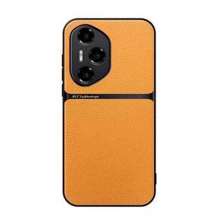 For Honor 300 Pro Litchi Leather Magnetic Full Coverage Shockproof Phone Case(Yellow)