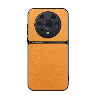 For Honor Magic3 Pro Litchi Leather Magnetic Full Coverage Shockproof Phone Case(Yellow)