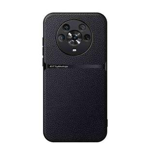 For Honor Magic4 Litchi Leather Magnetic Full Coverage Shockproof Phone Case(Black)