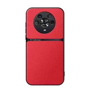 For Honor Magic4 Litchi Leather Magnetic Full Coverage Shockproof Phone Case(Red)