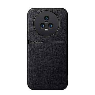 For Honor Magic5 Litchi Leather Magnetic Full Coverage Shockproof Phone Case(Black)