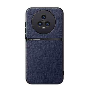 For Honor Magic5 Litchi Leather Magnetic Full Coverage Shockproof Phone Case(Navy Blue)