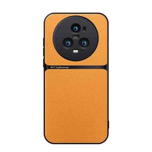 For Honor Magic5 Pro Litchi Leather Magnetic Full Coverage Shockproof Phone Case(Yellow)