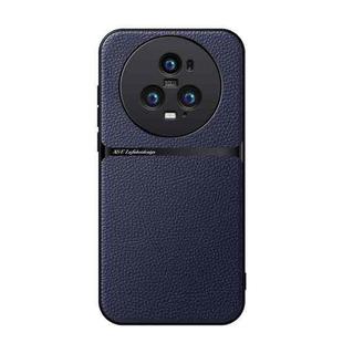 For Honor Magic5 Pro Litchi Leather Magnetic Full Coverage Shockproof Phone Case(Navy Blue)