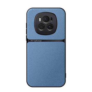 For Honor Magic6 Litchi Leather Magnetic Full Coverage Shockproof Phone Case(Blue)