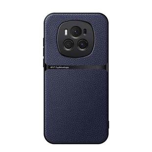 For Honor Magic6 Litchi Leather Magnetic Full Coverage Shockproof Phone Case(Navy Blue)