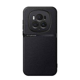 For Honor Magic6 Pro Litchi Leather Magnetic Full Coverage Shockproof Phone Case(Black)