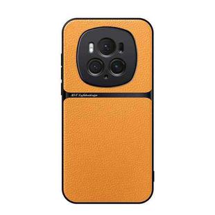 For Honor Magic6 Pro Litchi Leather Magnetic Full Coverage Shockproof Phone Case(Yellow)