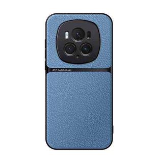 For Honor Magic6 Pro Litchi Leather Magnetic Full Coverage Shockproof Phone Case(Blue)