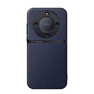 For Honor X9a Litchi Leather Magnetic Full Coverage Shockproof Phone Case(Navy Blue)