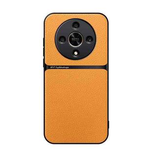 For Honor X9b Litchi Leather Magnetic Full Coverage Shockproof Phone Case(Yellow)