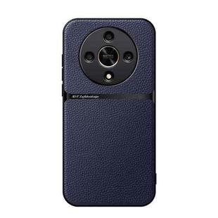 For Honor X9b Litchi Leather Magnetic Full Coverage Shockproof Phone Case(Navy Blue)