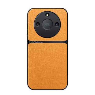 For Honor X50 Litchi Leather Magnetic Full Coverage Shockproof Phone Case(Yellow)