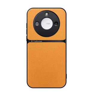 For Honor X60 Litchi Leather Magnetic Full Coverage Shockproof Phone Case(Yellow)