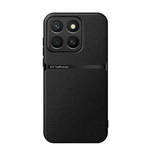 For Honor X8c 4G Litchi Leather Magnetic Full Coverage Shockproof Phone Case(Black)