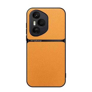 For Honor 400 Pro Global 160.8mm Litchi Leather Magnetic Full Coverage Shockproof Phone Case(Yellow)
