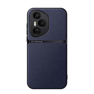 For Honor 400 Pro Global 160.8mm Litchi Leather Magnetic Full Coverage Shockproof Phone Case(Navy Blue)