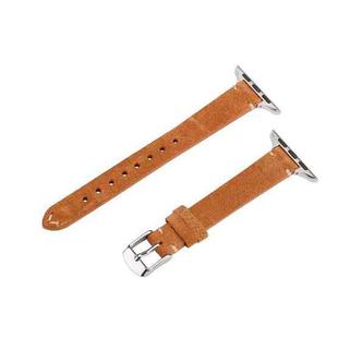 For Apple Watch 46mm / 49mm / 45mm / 44mm Matte Genuine Leather Watch Band(Brown)