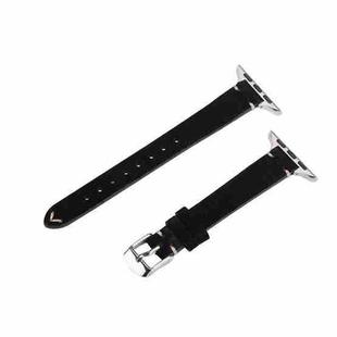 For Apple Watch 46mm / 49mm / 45mm / 44mm Matte Genuine Leather Watch Band(Black)