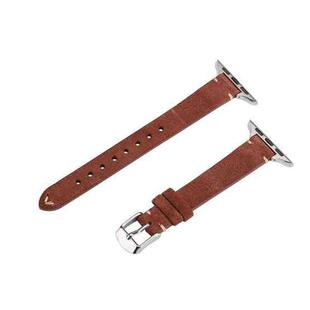 For Apple Watch 42mm / 41mm / 40mm / 38mm Matte Genuine Leather Watch Band(Coffee)