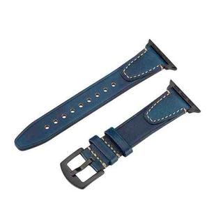 For Apple Watch 46mm / 49mm / 45mm / 44mm U-shape Genuine Leather Watch Band(Blue)