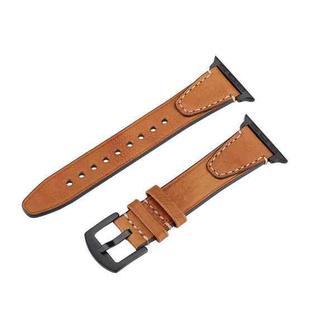 For Apple Watch 46mm / 49mm / 45mm / 44mm U-shape Genuine Leather Watch Band(Light Brown)