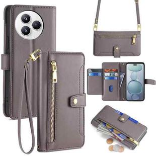 For Xiaomi Civi 5 Pro 5G Sheep Texture Cross-body Zipper Wallet Leather Phone Case(Grey)