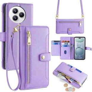 For Xiaomi Civi 5 Pro 5G Sheep Texture Cross-body Zipper Wallet Leather Phone Case(Purple)