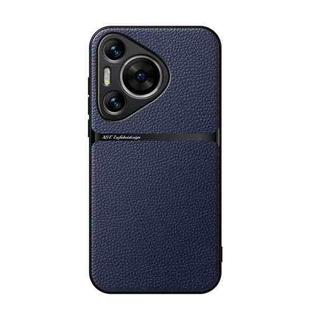 For Huawei Pura 70 Pro / Pura 70 Pro+ Litchi Leather Magnetic Full Coverage Shockproof Phone Case(Navy Blue)