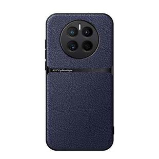 For Huawei Mate 50 Litchi Leather Magnetic Full Coverage Shockproof Phone Case(Navy Blue)