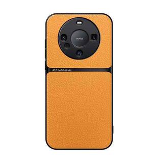 For Huawei Mate 60 Litchi Leather Magnetic Full Coverage Shockproof Phone Case(Yellow)