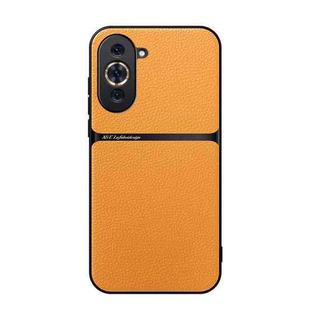 For Huawei nova 10 Pro Litchi Leather Magnetic Full Coverage Shockproof Phone Case(Yellow)