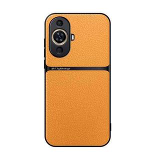 For Huawei nova 11 / nova 12s Litchi Leather Magnetic Full Coverage Shockproof Phone Case(Yellow)